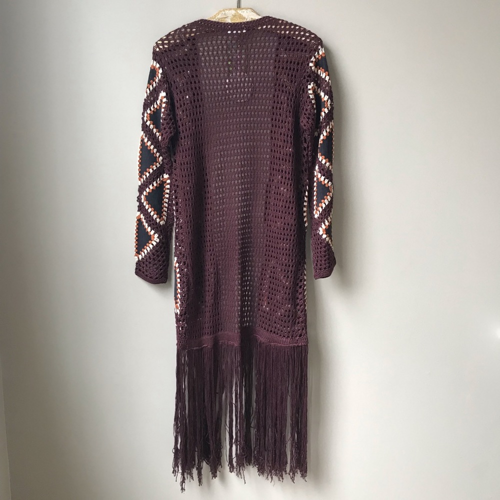 Umgee Long Crochet Cardigan Size M - Picture 2 of 14